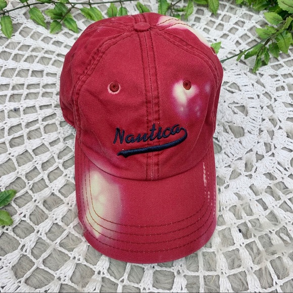Nautica Bleach Splatter Distressed Dad Hat OS - Picture 1 of 6